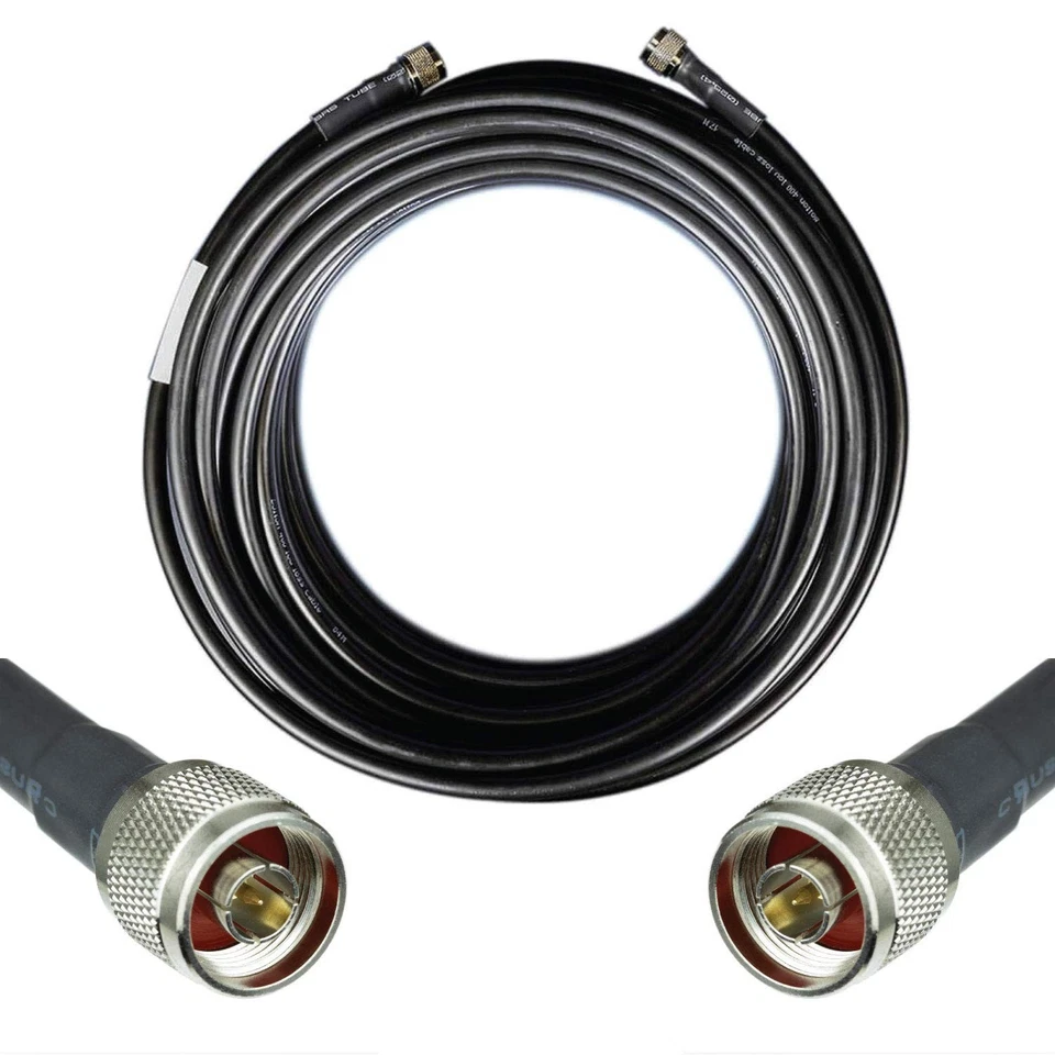 Cable coaxial negro Bolton400 50 ohmios N-macho a N-macho - baja pérdida coaxial LMR400... Foto 2 de 4