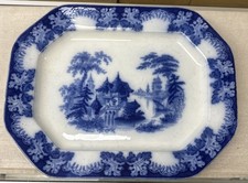 Un antico piatto blu flusso Thomas Dimmock 20"x 15,5"