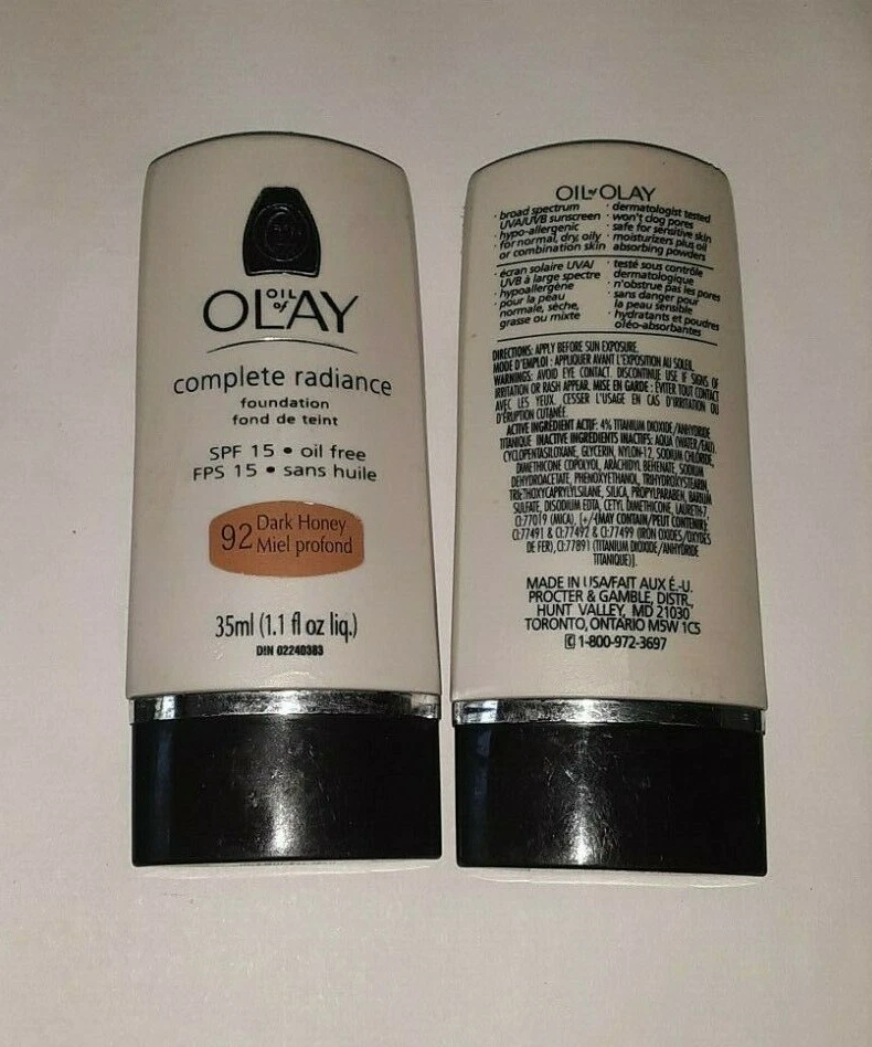 discontinued OIL OF OLAY COMPLETE RADIANCE liquid FOUNDATION SPF15 92 DARK HONEY - Image 3 of 3