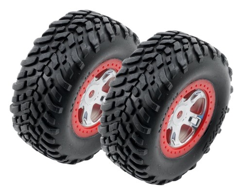 Traxxas Offroad Racing Reifen auf rot Chrom Felge 1:16 12mm TRX7073A Desert ... - 第 1/2 張圖片