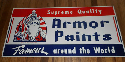 RARE Vintage NOS Original Armor Paints Metal Advertising Sign w Knight ...