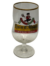 RARE ANCIEN VERRE A BIÈRE PIED NAIN D ALSACE SAINT QUENTIN 02 PAS BROC PICHET