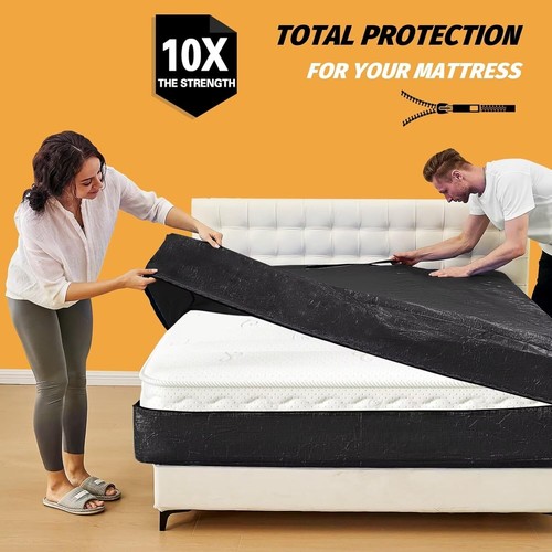 Mattress Bags for Moving,Queen Waterproof Cover with Zipper & Heavy-Duty Handles - Picture 16 of 41