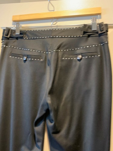 Pantalone JOHN GALLIANO nero lana gamba svasata impreziosito TG FR 44/US 10 nuovo senza etichette - Foto 8 di 10