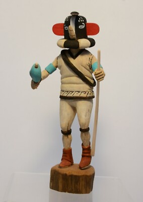 Hopi Kachina / Katsina Puppe signiert ''Darrell Youvella Kokopelli Flötenspieler 2010