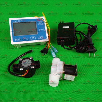 G1'' ZJ-LCD-M Flow Water Sensor Meter+Solenoid valve+Digital LCD Display control 