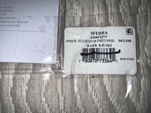 Sferra Queen Blanket Cover Ondate Long Staple Sateen Jacquard Cotton Dark Khaki - Picture 3 of 4