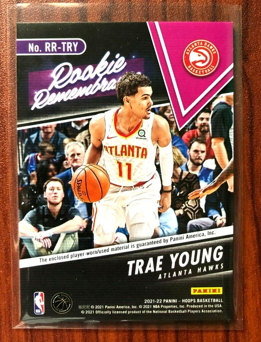 TRAE YOUNG 2021-22 NBA HOOPS Rookie Remembrance 2 Color Game Worn
