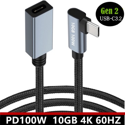 USB3.2 Gen2 Type-C Male to Female PD 100W Extension Date Charge Cable 10Gbps 5A