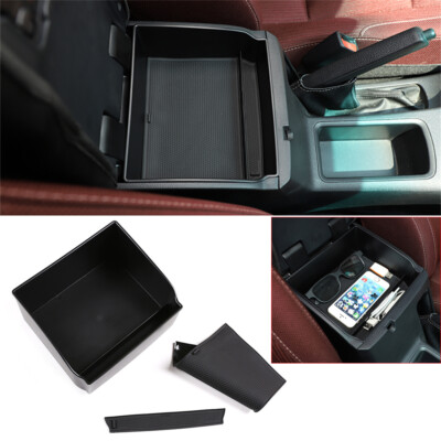 Black Central Control Armrest Box Storage Box Tray For T@yota Hilux Revo 2015-21
