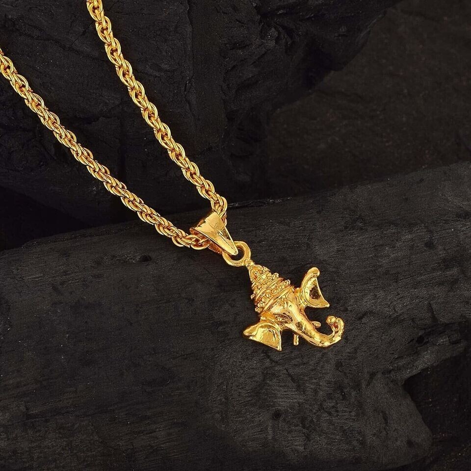 Gold Plated Cute Ganesha Ganpati Vighnharta Ganesh Pendant