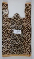 100 Qty. Leopard Print Design Plastic T-Shirt Retail Shopping Bags w/ Handles