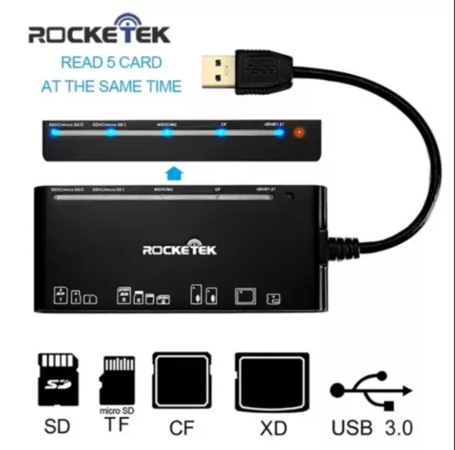 Rocketek USB 3.0 Memory Card Reader/Writer for CF Card, xD SD RT-CR7
