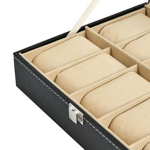 Mens 6 10 12 Grids PU Leather Watch Display Case Collection Storage Holder Box - Picture 18 of 21