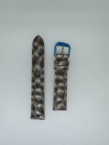 michele taupe gray leather watch band strap 18MM x 16MM