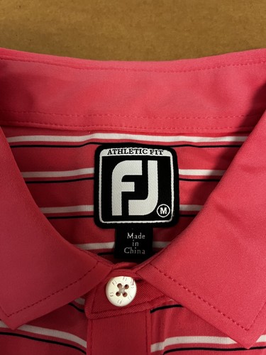 NWT MEN'S FOOTJOY POLO, SIZE: M, COLOR: PINK/WHITE STRIPED (M30) - Picture 3 of 3