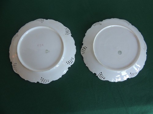 Juego 4 Platos Leonard Viena Austria 9" Pintados a Mano Rosa y Oro Encaje Reticulado - Imagen 4 de 18