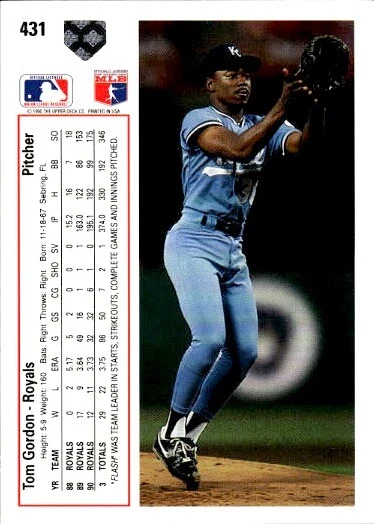 1991 Upper Deck #431 Tom Gordon - Image 2 of 2
