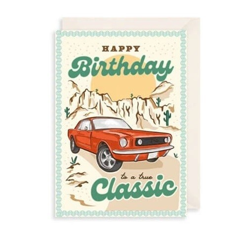 Classic Car Birthday Card American Desert - Stylish Howdy Design Greeting Card