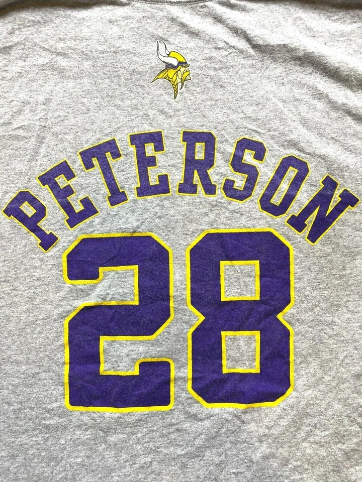 Camisa Minnesota Vikings Adulto Grande Gris Adrian Peterson #28 Reebok NFL Hombres Foto 2 de 4