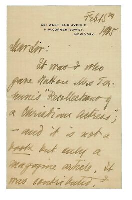 Established Theatre as an Academic Subject Brander Matthews Hand Written Letter!
