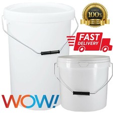 Plastic Buckets Tubs White Containers Tamper Evident Lids 0.5L 1L 3L 5L 10L 25L