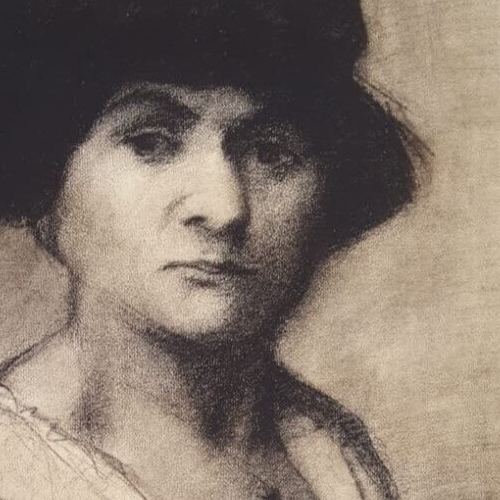 Antique Drawing Charcoal Woman Portrait with Hat - Picture 3 of 8