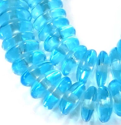 50 Czech Glass Rondelle Beads - Aquamarine 6x2mm