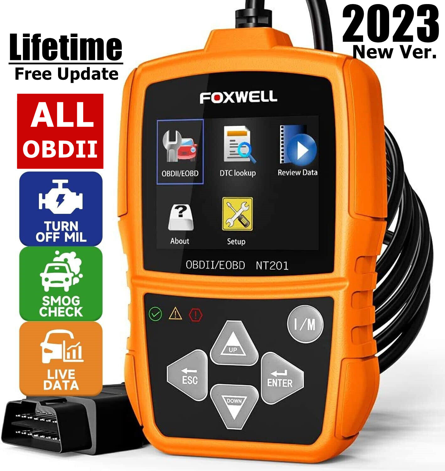 Foxwell NT201 Car OBD2 Scanner Code Reader Check Engine MIL Diagnostic ...