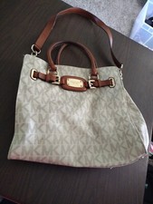 MICHAEL KORS JET SET TRAVEL ZIP CROSSBODY TOTE BAG MK BROWN SIGNATURE LOGO NICE 