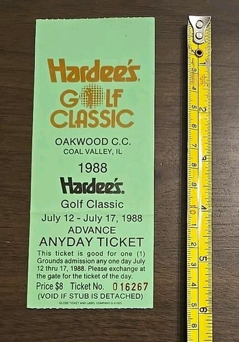 Hardee's Golf Classic 1988 Ticket Stub Oakwood Country Club - Picture 1 of 3