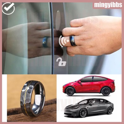 For Tesla Model 3/Y/X/S Meteorite Style zircon NFC Ring Smart Key Card Fob Card