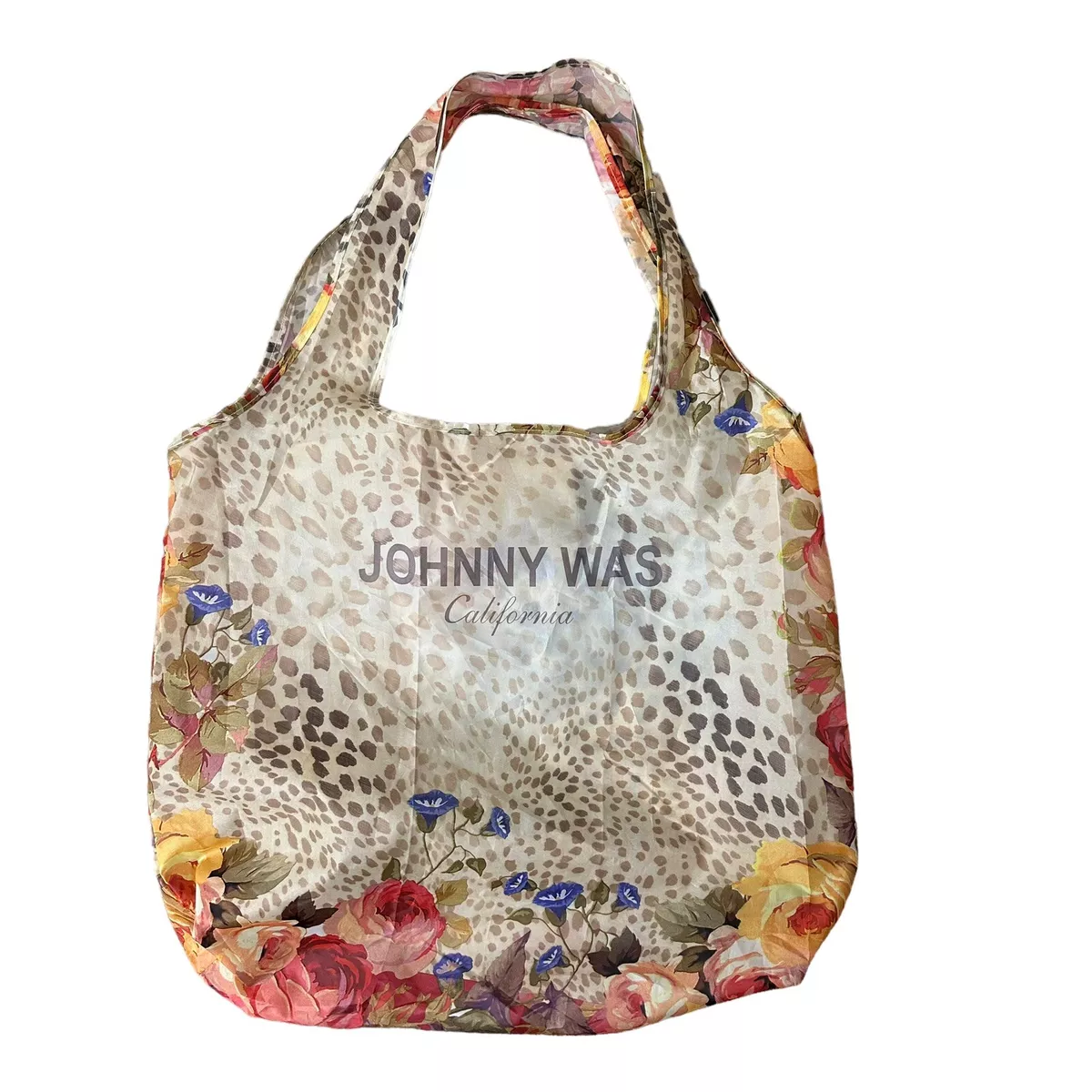 JOHNNY WAS California Floral Nylon Reusable Shopping Bag Tote Light Weight