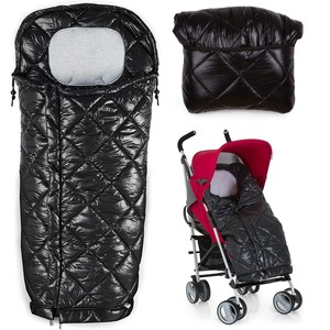 black stroller with footmuff