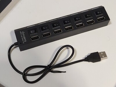 7 Port USB 2.0 Hub Splitter Adapter High Speed For PC Laptop Mac Desktop