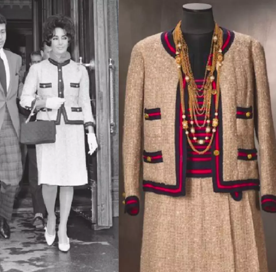 Museum Chanel Haute Couture 1960 Coco Elizabeth Taylor Tweed Jacket Skirt  Suit