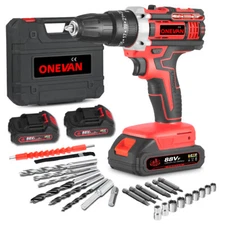21V Cordless Impact Driver Hammer Drill Screwdriver Combo Kit With 2 Battery Set