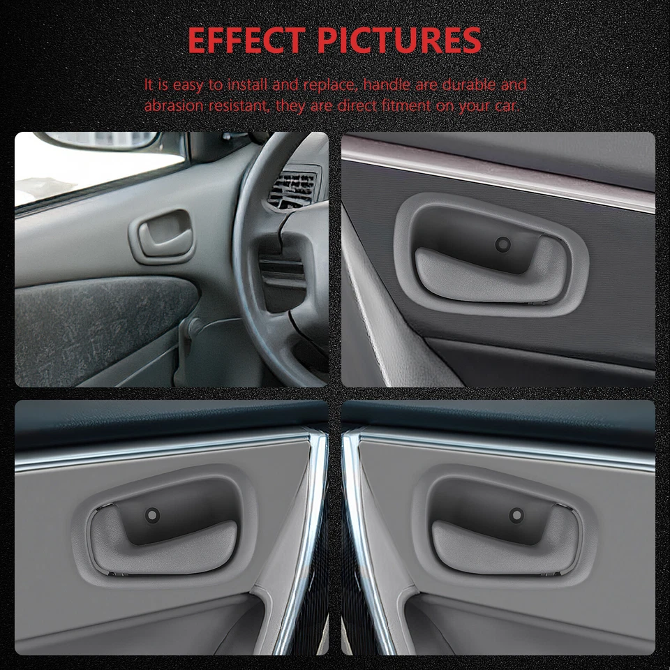 Manija de puerta interior 4 piezas izquierda derecha interior para Toyota 98-02 para Corolla Prizm GRIS Foto 3 de 4