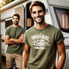 T-Shirt Camper Senza Limiti e Liberi Camper Roulotte Caravan Campeggio Tende