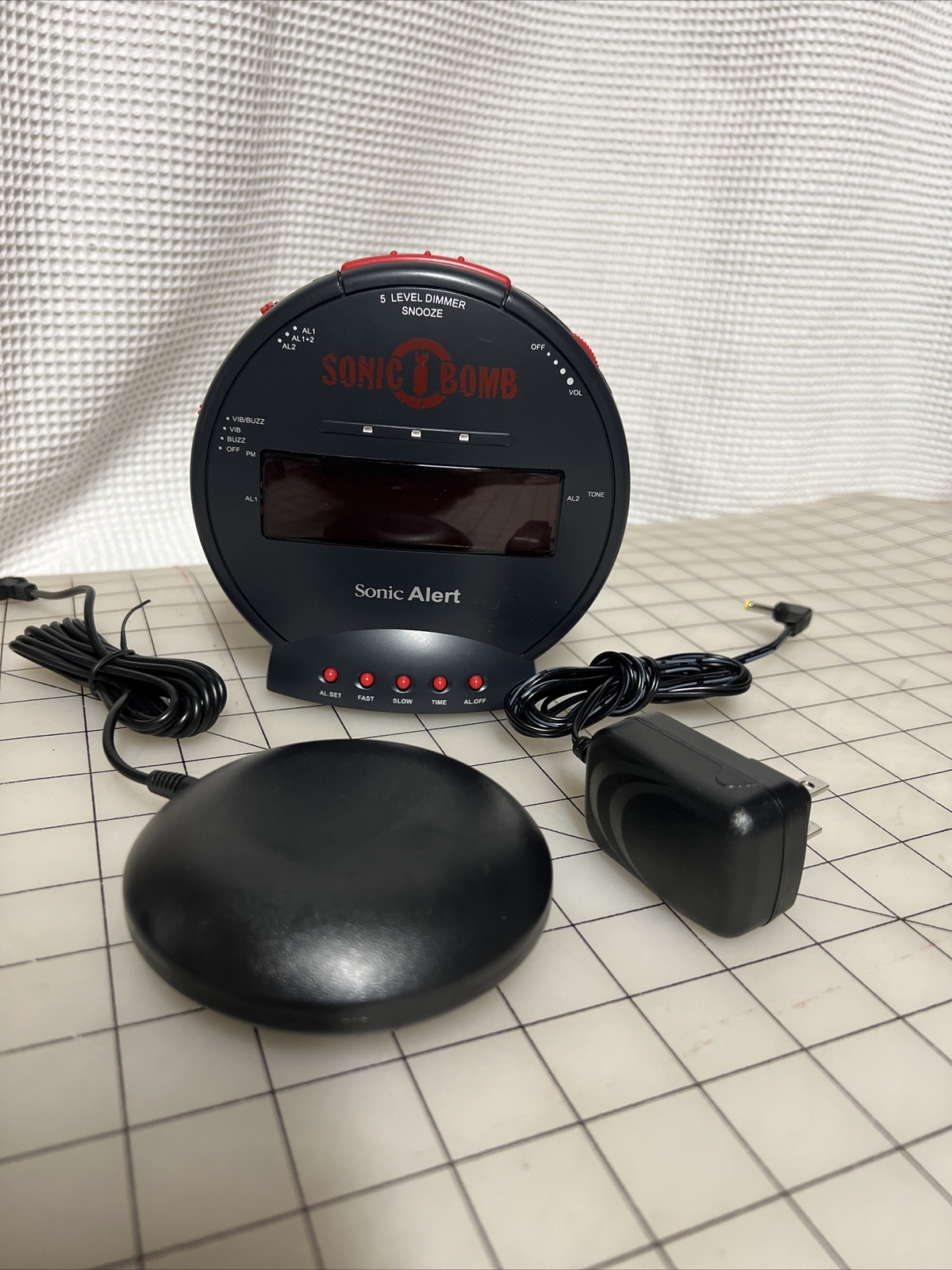 Vibrating Alarms Clock Loud Sonic Boom Bed Shaker Deaf Hearing Impaired