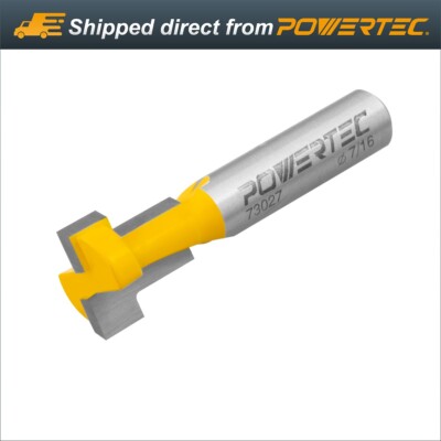 POWERTEC Carbide Tipped T Slot Router Bit, 7/16'' x 3/16'' x 1/4'' Shank (73027)