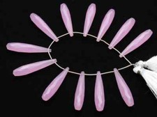 10 Pcs Chinese Pink Chalcedony Beads Faceted Tear Drop Briolette Beads 35x7MM