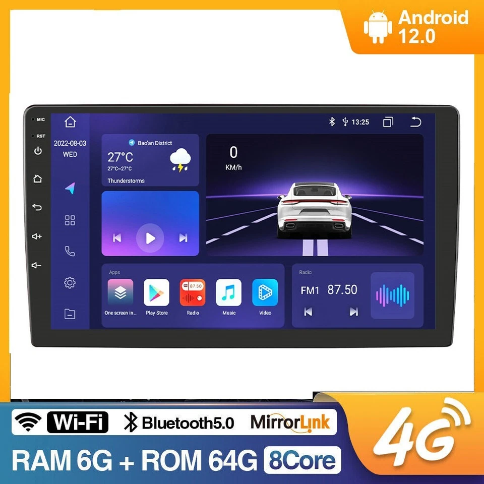 9 Inch Android 12 Octa Core 2 DIN Car Radio Stereo GPS Navi WiFi 6+64GB CarPlay - Image 2 of 4