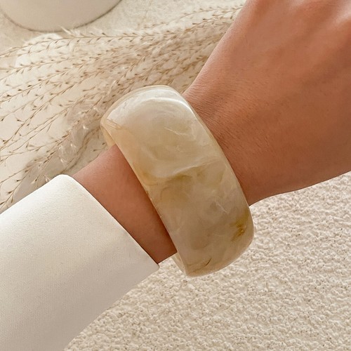 40mm Wide Fashion Women Round Translucence Bracelet Cuff Bangle - Picture 9 of 15