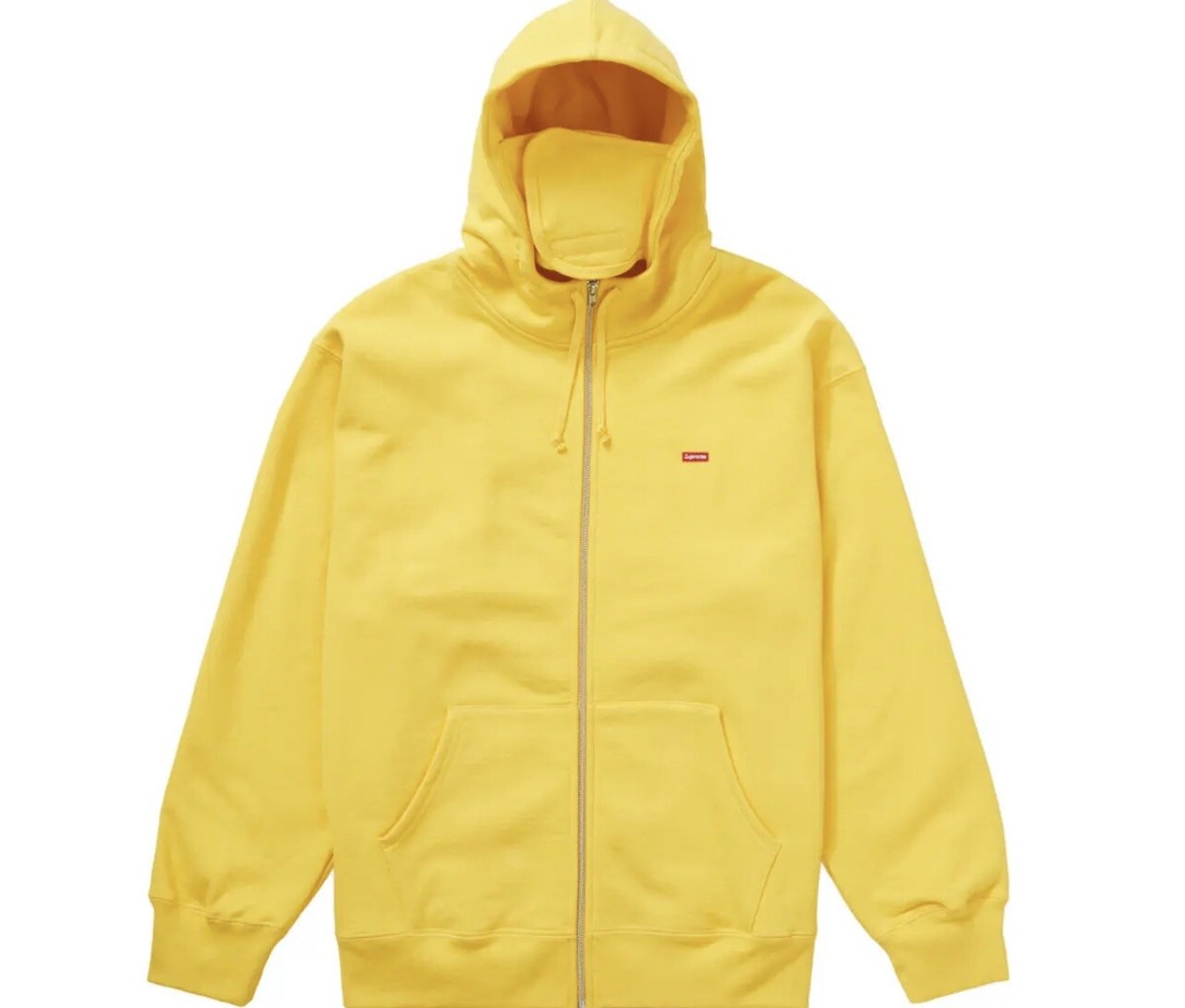NWT SUPREME Small Box Logo Facemask Zip Hoodie - Yellow - Size M