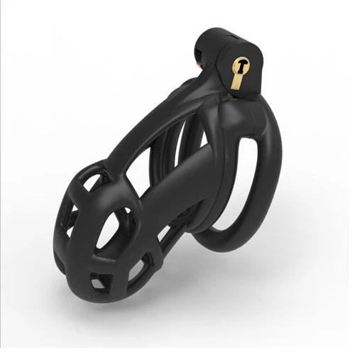 Male Cobra Resin Chastity Cage Lock Device Kit with 4 Rings Virginity Device - Picture 6 of 11