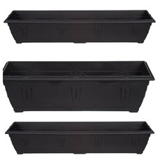 Black Window Box Rectangular Planter Venetian Plastic Flower Herb Grow Container