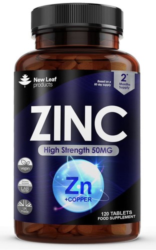 Zinc Tablets 50mg – High Strength with Copper – Pure Zinc Supplement UK