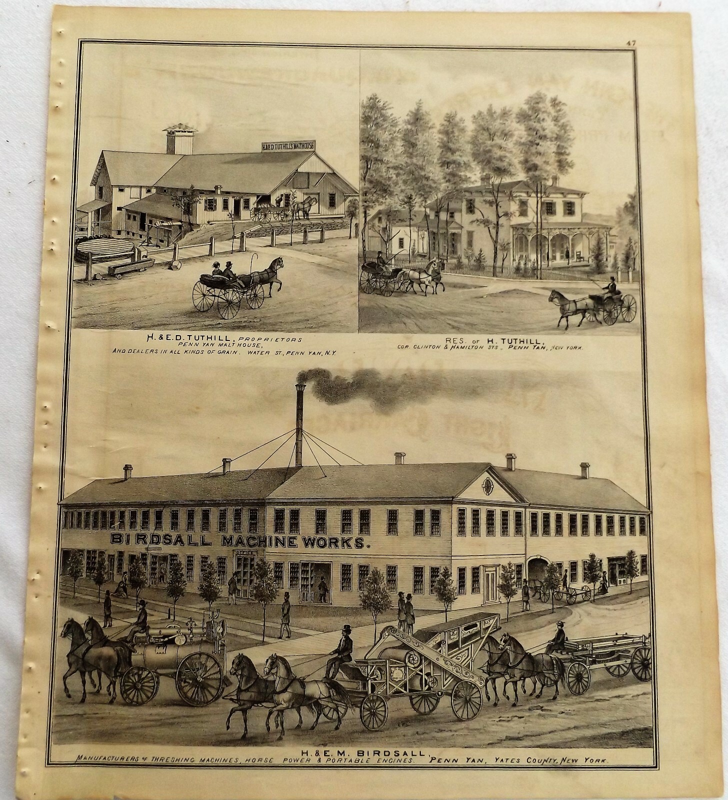 1876 NY Penn Yan Businesses Benton Residences Print frm Atlas eBay