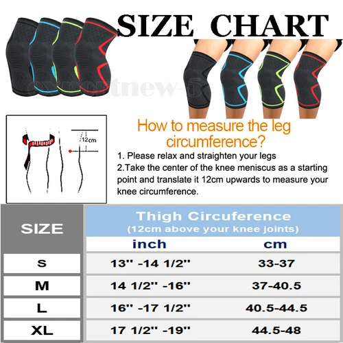 Elastic Knee Sleeve Support Brace for Joint Pain Injury Sprain Knee Cap Compress - Picture 2 of 66